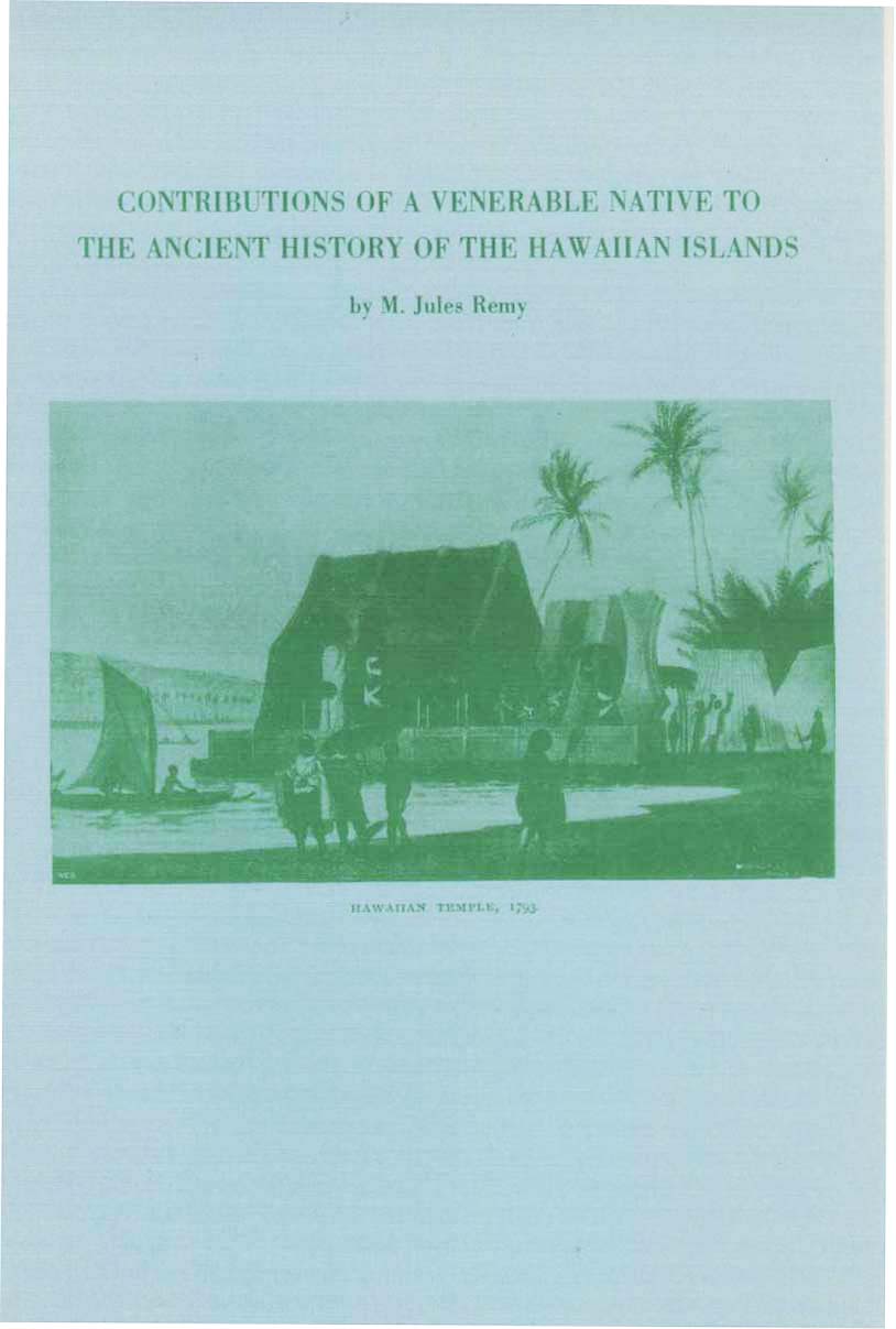 CONTRIBUTIONS OF A VENERABLE NATIVE to the ancient history of the Hawaiian Islands. vist0056frontcover